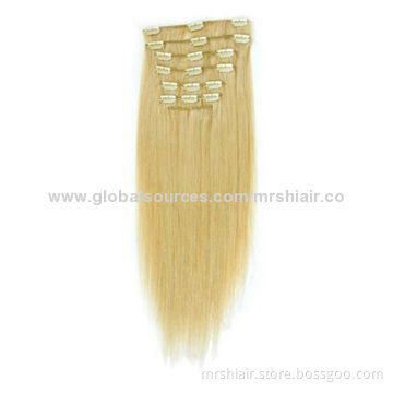 18-inch light Color silky straight Peruvian clip-in hair extensions